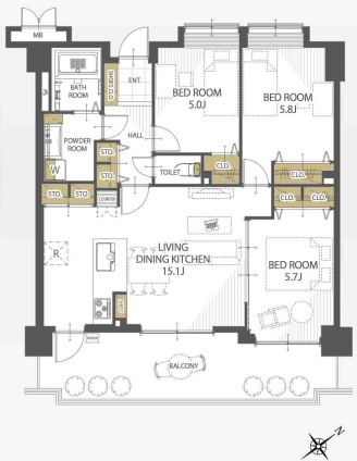 【間取り】 | ベルヴィ香椎壱番館☆仲介手数料無料☆