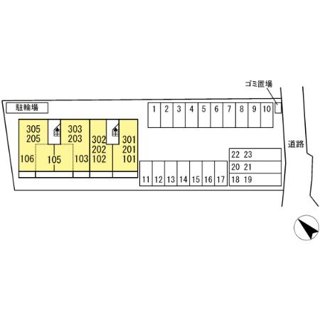 熊本市東区御領２丁目のアパートの区画図