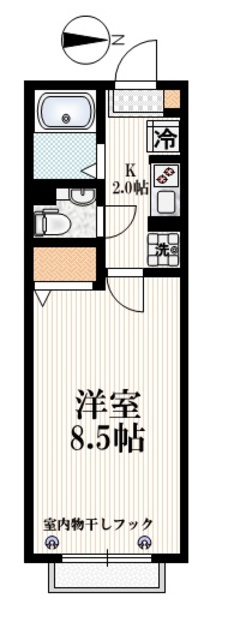 サンライズヒラノの間取り|【間取り】　広々1K