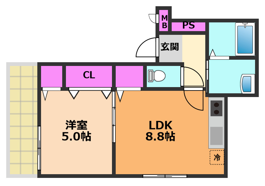 フジパレス城北町の間取り|反転タイプ