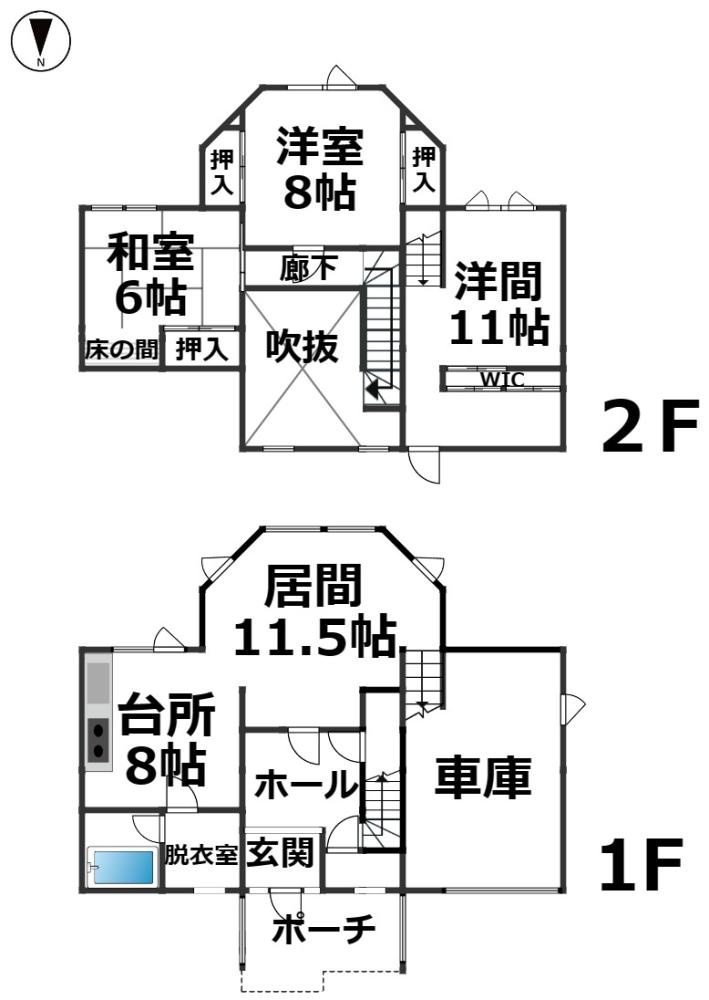 中古住宅　帯広市西21条南3丁目の間取り