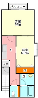 【間取り】 | レジデンスKP | 2K