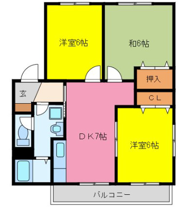 【間取り】 | レジデンスKP | 3DK