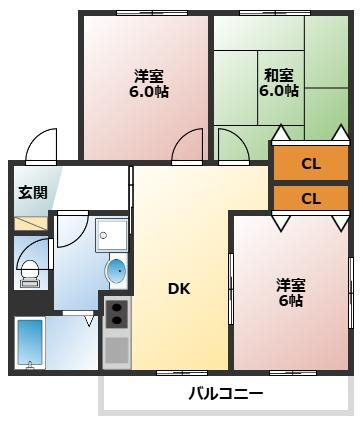 【間取り】 | レジデンスKP | 3DK