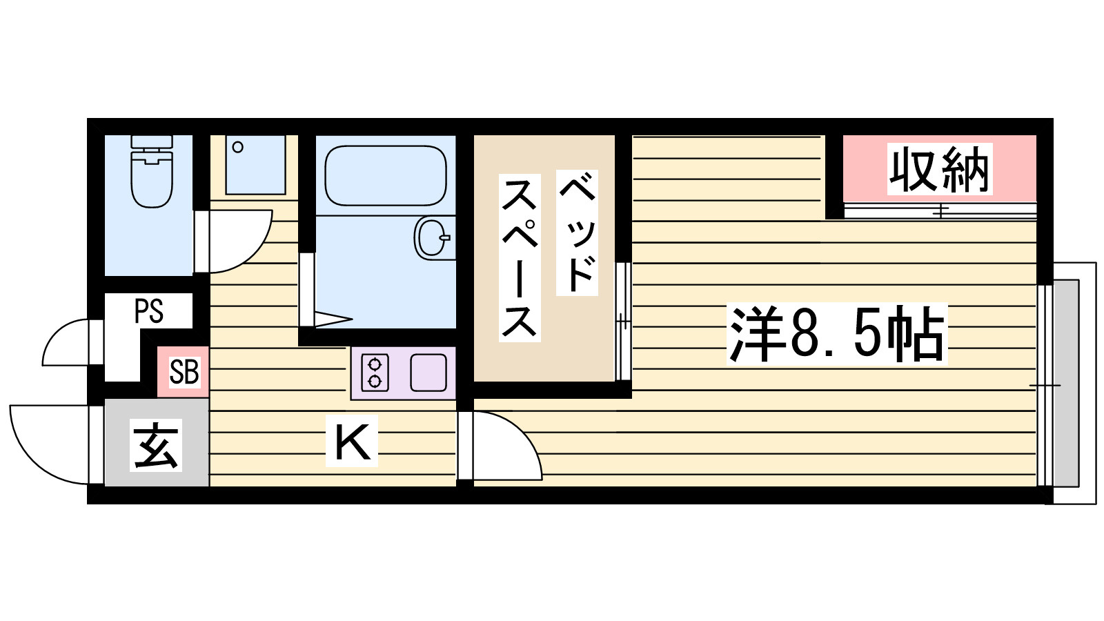 神戸市西区天が岡のアパートの間取り