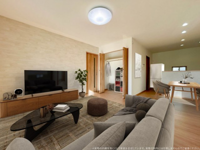 【居間・リビング】 | 【LDK　CG家具設置イメージ】
※画像の家具家電はCGで作成したイメージです。実際の物件には付帯しません。