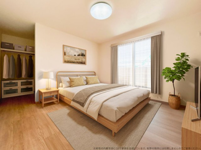 【居間・リビング】 | 【主寝室　CG家具設置イメージ】
※画像の家具家電はCGで作成したイメージです。実際の物件には付帯しません。