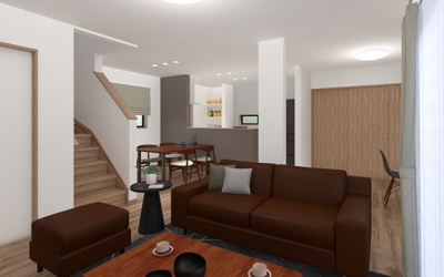 【完成予想図】 | 【3号棟　LDKイメージ】
※画像は設計図面を基に作成したイメージです