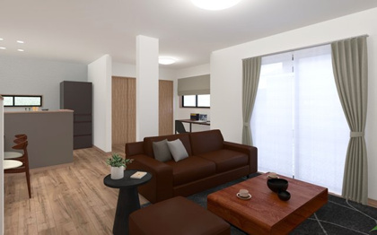 【完成予想図】 | 【3号棟　LDKイメージ】
※画像は設計図面を基に作成したイメージです