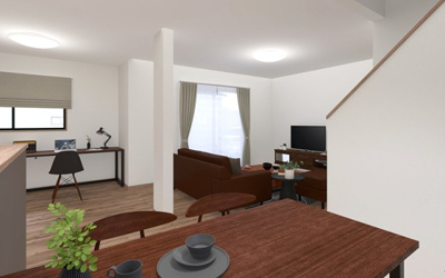 【完成予想図】 | 【3号棟　LDKイメージ】
※画像は設計図面を基に作成したイメージです