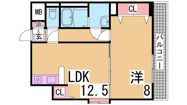 神戸市兵庫区西上橘通２丁目の賃貸マンションの間取り
