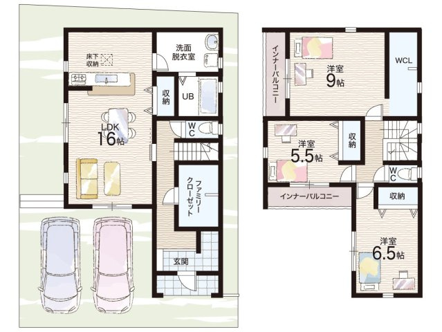 大津市錦織　新築一戸建ての間取り|1号地