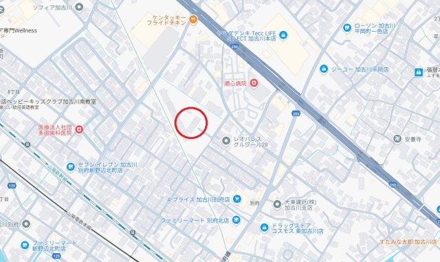 マンハイム加古川 A棟　　山陽電鉄「別府駅」徒歩7分の地図