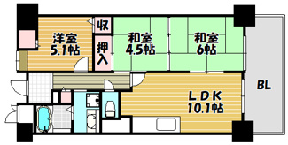【間取り】 | サンライト鶴見