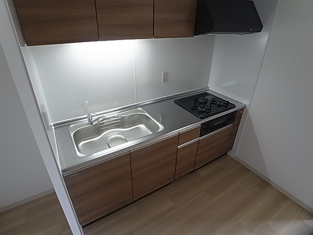 神戸市兵庫区松本通６丁目の賃貸マンションのキッチン|システムキッチン（ガス２口）