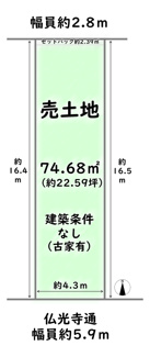 【土地図】 | 中京区壬生土居ノ内町　建築条件なし