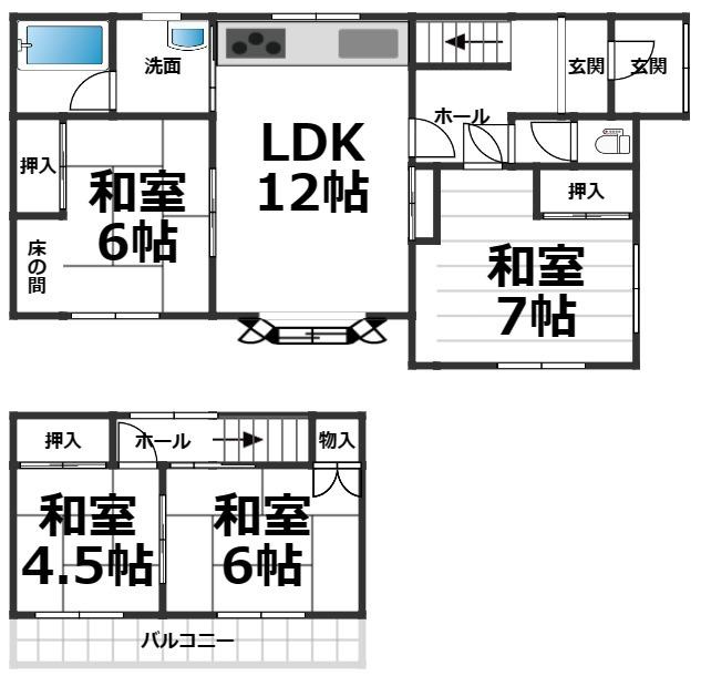 中古住宅　帯広市西20条南5丁目の間取り