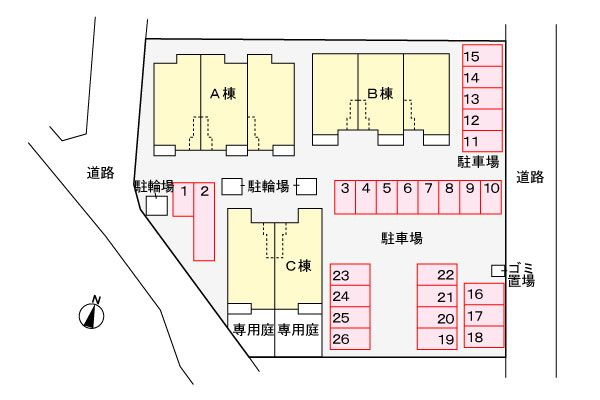 カルムフラン　Ⅲ　　刈谷市近郊の賃貸はクラスホームの駐車場