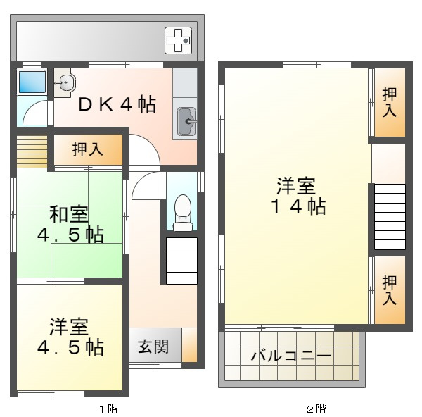 北舞子１丁目貸家の間取り