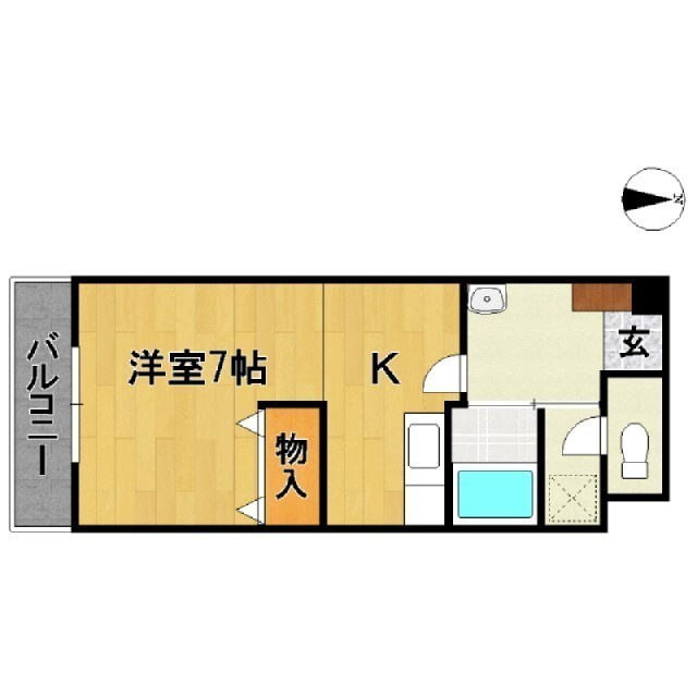 久留米市朝妻町の賃貸マンションの間取り