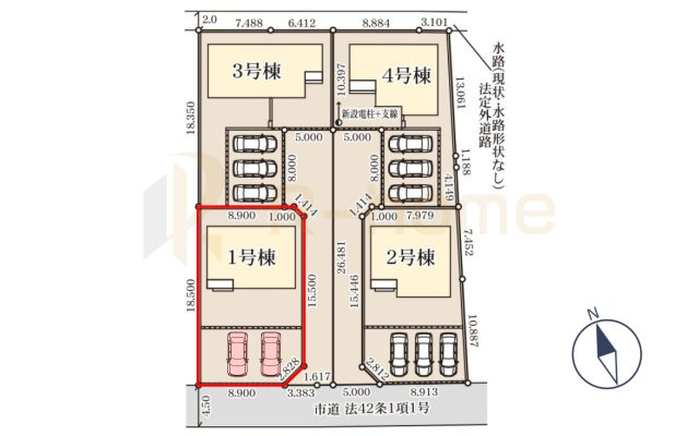 笠間市笠間第10　新築戸建て　1号棟の区画図|大きなお買い物だからこそ、メリット・デメリットを伝えさせて頂きます。
R-homeにお任せください♪