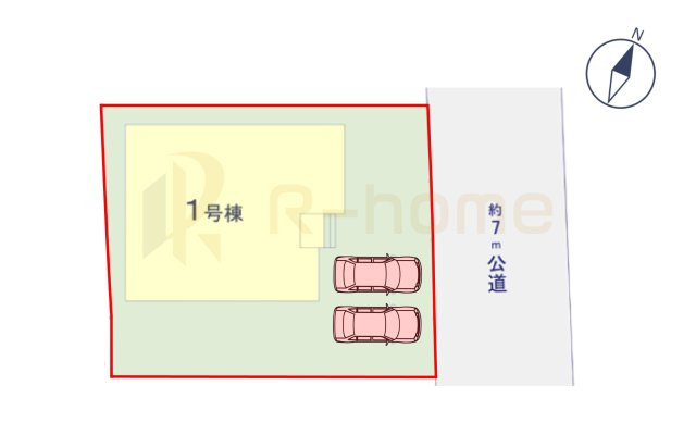 ひたちなか市中根12期　新築戸建て　1号棟の区画図|大きなお買い物だからこそ、メリット・デメリットを伝えさせて頂きます。
R-homeにお任せください♪