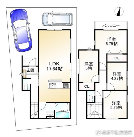 長岡京市井ノ内南内畑「西向日駅」新築戸建の間取り