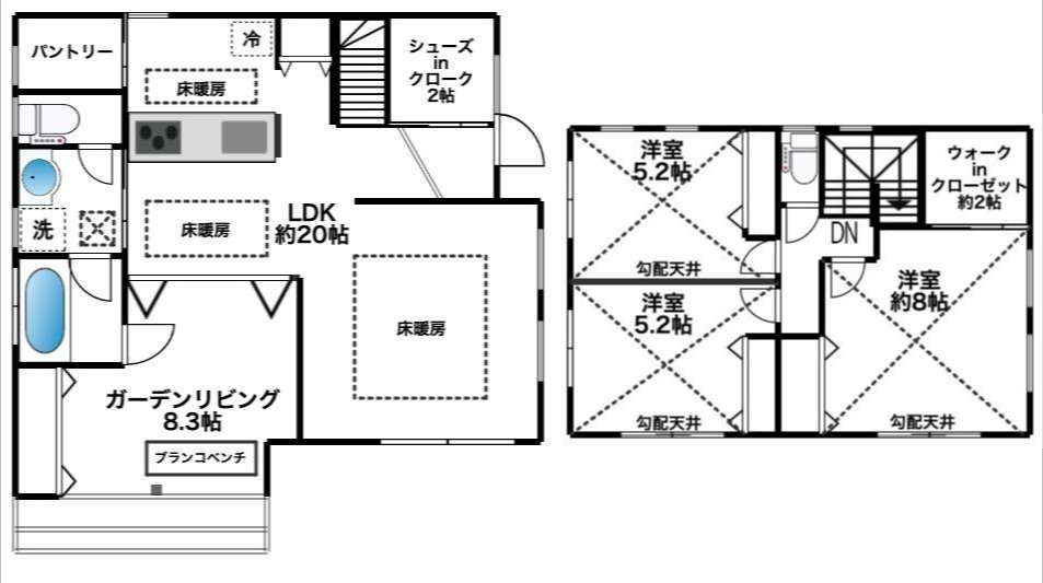 茅ヶ崎市浜須賀　中古戸建の間取り|LDKから広がる外時間が楽しめる間取りです。
