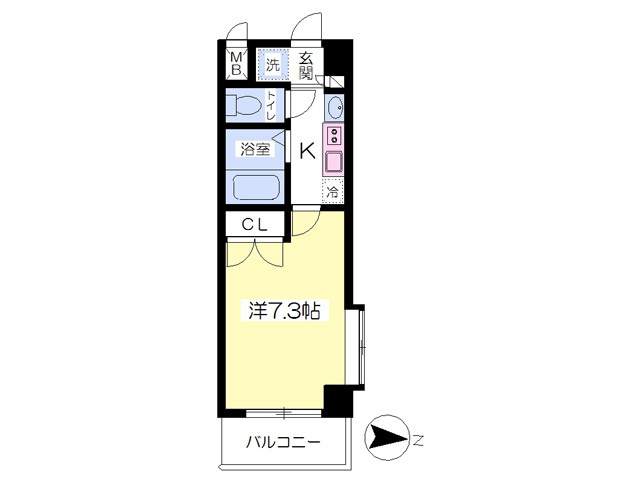 22.4平米　洋室7.3帖の１Kです！