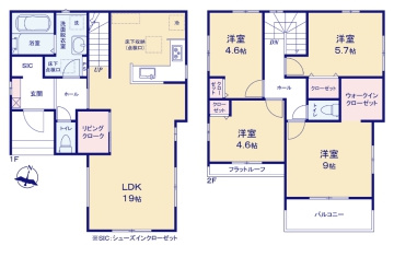 さいたま市見沼区蓮沼　8期　新築一戸建て　KIS　01の間取り|さいたま市見沼区蓮沼8期、4LDK、土地面積101.25m2、建物面積102.06m2