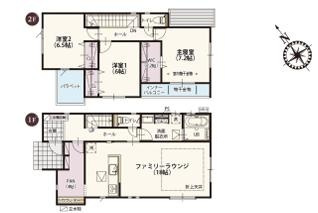 ワイウッドコート羽生市砂山第1期　新築一戸建て　07の間取り|4帖の大型パントリー付き！非常食やお水などをしまえてキッチンスッキリ♪