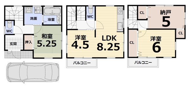 鳳南町　戸建の間取り