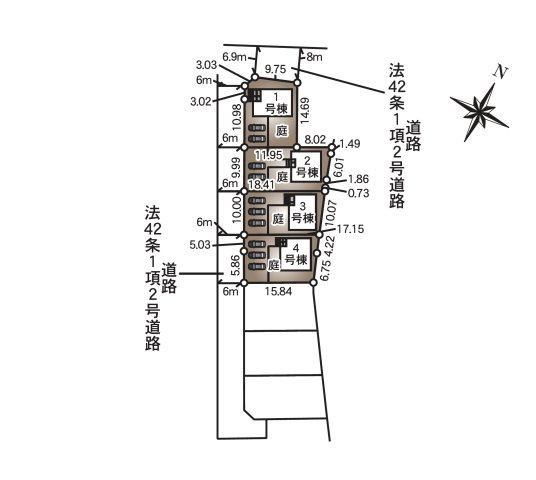 宇土市岩古曽町第2-7棟（4号棟）の区画図|配置図（4号棟）