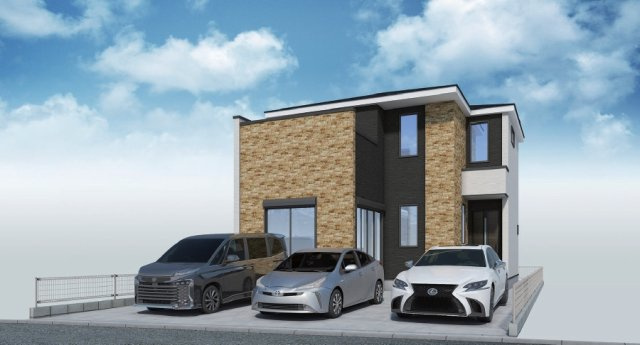 堺市北区野遠町　新築戸建て全一棟の外観パース|外観パース写真です　外構はこちらのイメージです