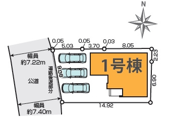 堺市北区野遠町　新築戸建て全一棟の区画図|一区画での分譲です。お車約３台駐車可能です！