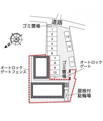 加古川市尾上町長田のアパートの駐車場