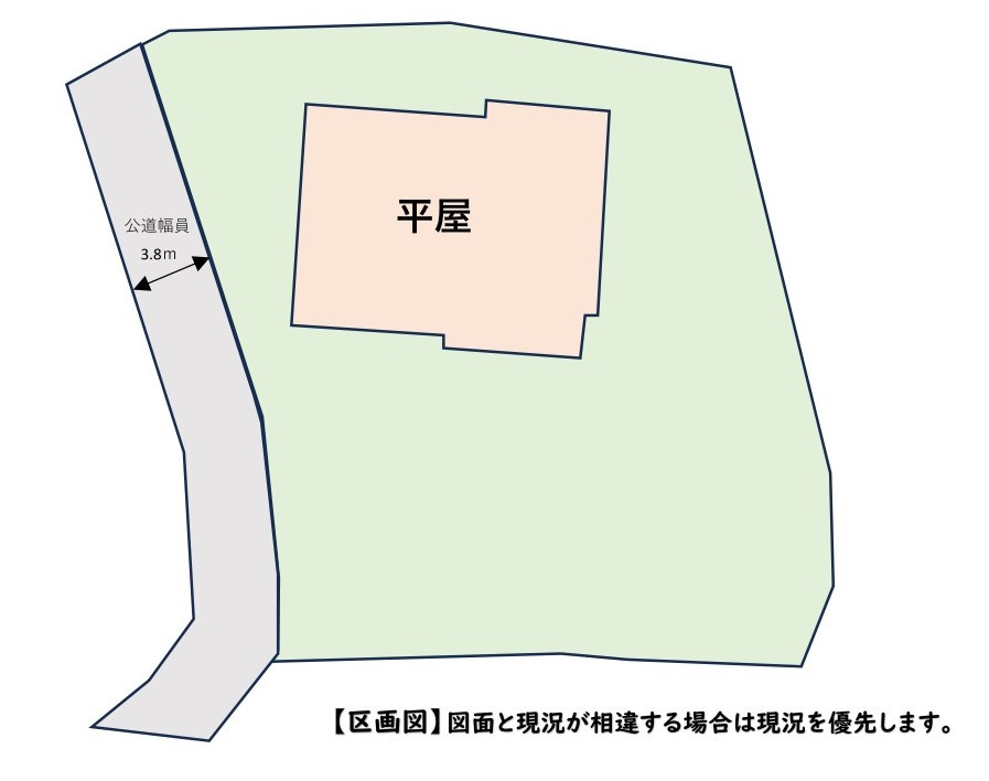 中郡大磯町生沢　敷地広々大型平屋住宅の区画図