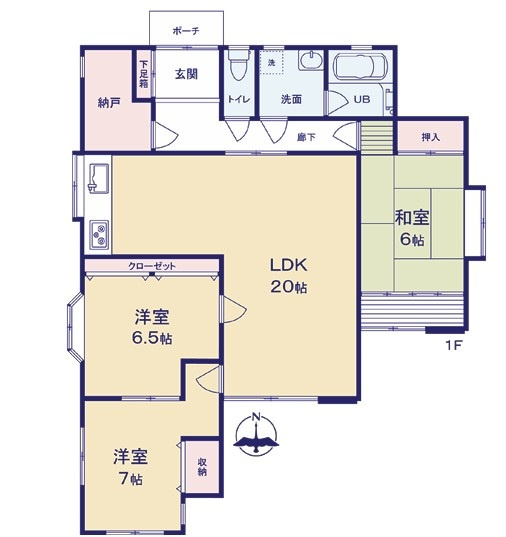 【中古】入間郡越生町上野平屋建て中古住宅の間取り