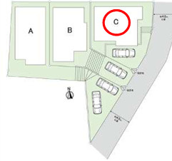 新築戸建　の区画図|対象地はC号棟です