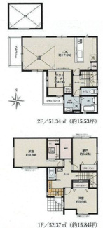 【間取り】 | 海老名市門沢橋2丁目  5号棟 6期 | 2階LDK　LDK17.9帖+畳コーナー4帖　リビング上部吹抜　納戸　手洗器　食洗機　浴室乾燥機+窓