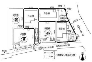 【区画図】 | 大和市上和田 6号棟 11期 | 6号棟　南東角地　南側4m道路　東側8.3m道路　カースペース２台（車種による）