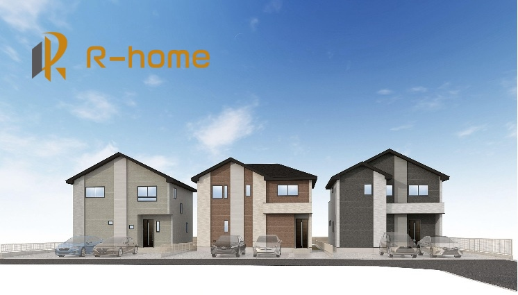 水戸市見川18期　新築戸建て　1号棟の外観パース|2025年6月完成予定！近隣の同仕様完成物件をご見学いただけます♪