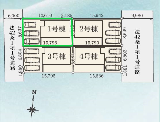 前橋市南町二丁目２４－１期　ＬＩＮＡＧＥ　１号棟の区画図