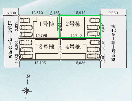 前橋市南町二丁目２４－１期　ＬＩＮＡＧＥ　2号棟の区画図