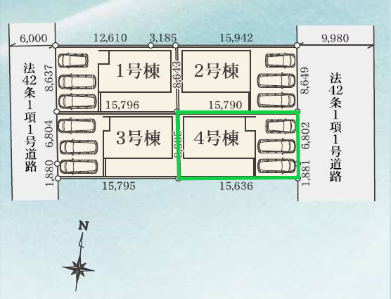前橋市南町二丁目２４－１期　ＬＩＮＡＧＥ　4号棟の区画図