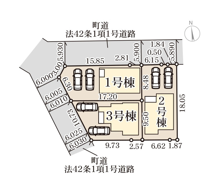 菊池郡菊陽町原水第3-3棟（3号棟）の区画図|配置図（3号棟）