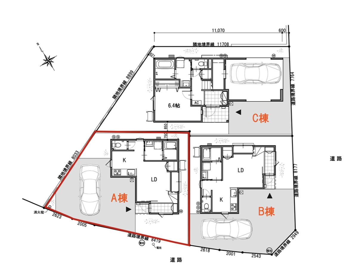 八戸市白銀4丁目の区画図