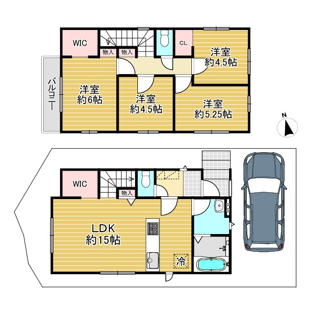 【価格改定】長岡京市奥海印寺太鼓山の間取り|広々としたLDK（約15帖）
対面キッチンがございます！