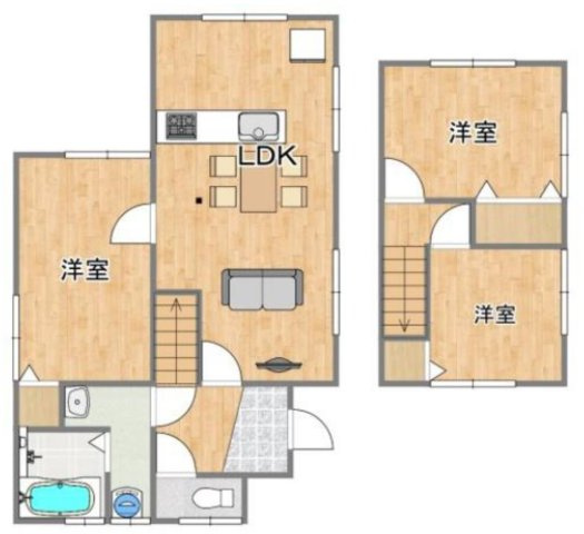 【間取り】 | 仲介手数料無料！厚南小学校に通えるリフォーム済み中古住宅　宇部市厚南北１丁目 | お客様のご意見を凝縮した使いやすい間取り
