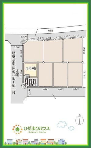 いわき市平愛谷町4丁目第1　新築戸建　4号棟の区画図|角地で日当たり良好(^^)/